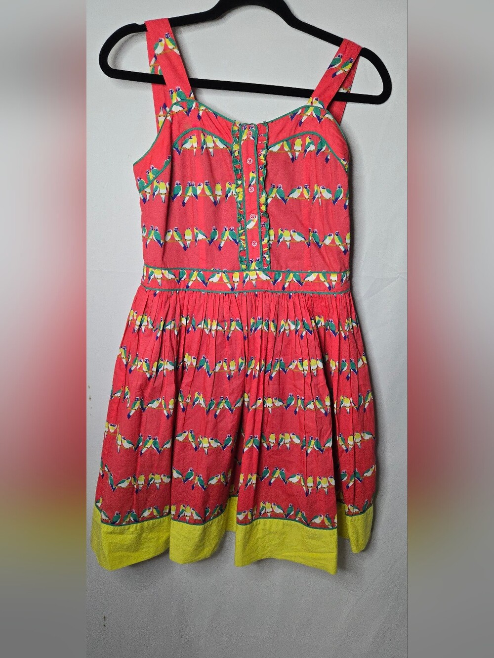 Johnnie B (Boden) Coral Parrot Print Tropical Beach Summer Sundress Girls 13-14